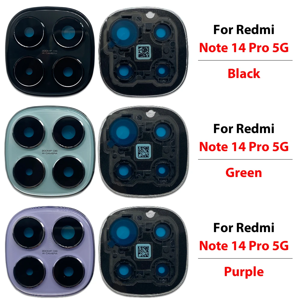 Top Rear Camera Lens Glass Cover For Redmi Note 14 15 Pro 4G 5G Back Glass Lens Frame Holder Replacement Parts