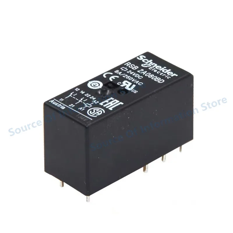 5Pcs Schneider RSB2A080BD Miniature Plug‑in Relay 24VDC Coil 8A 250VAC DPDT Industrial Electromagnetic Power Relay