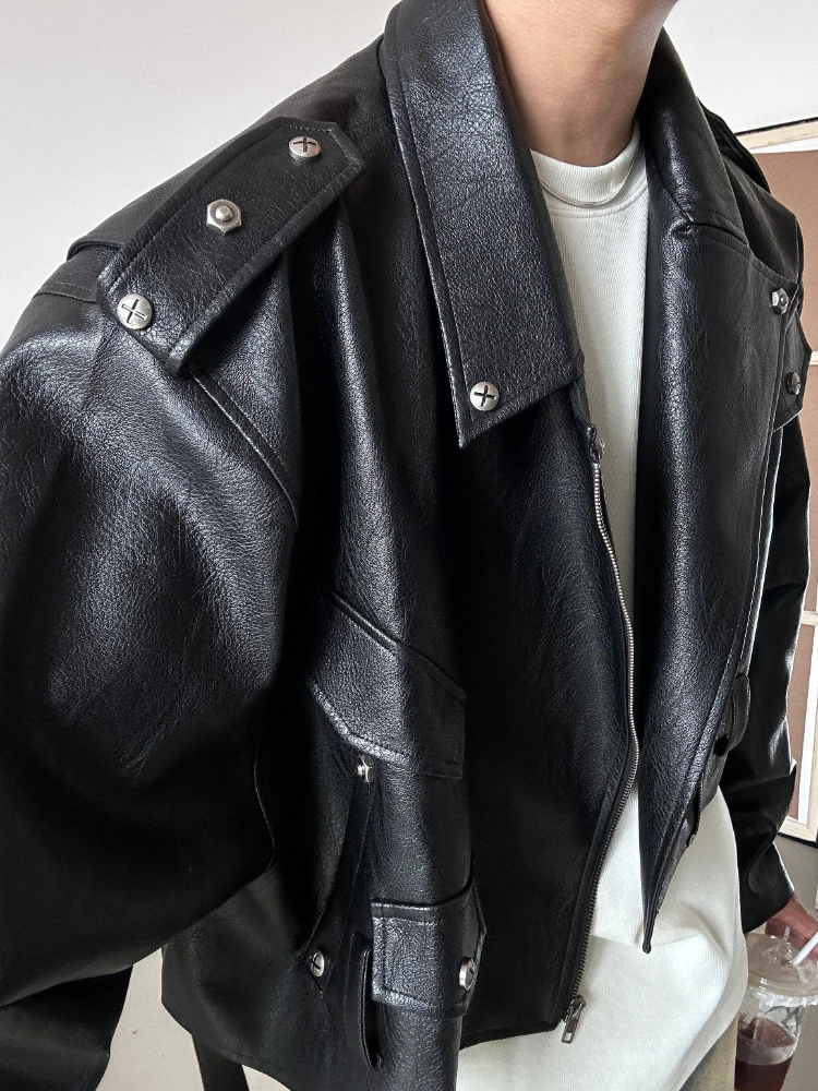 Autumn Jackets Stylish Moto Handsome Retro American Style Versatile Cropped Rivet Windproof Classic Workout Daily Solid Color