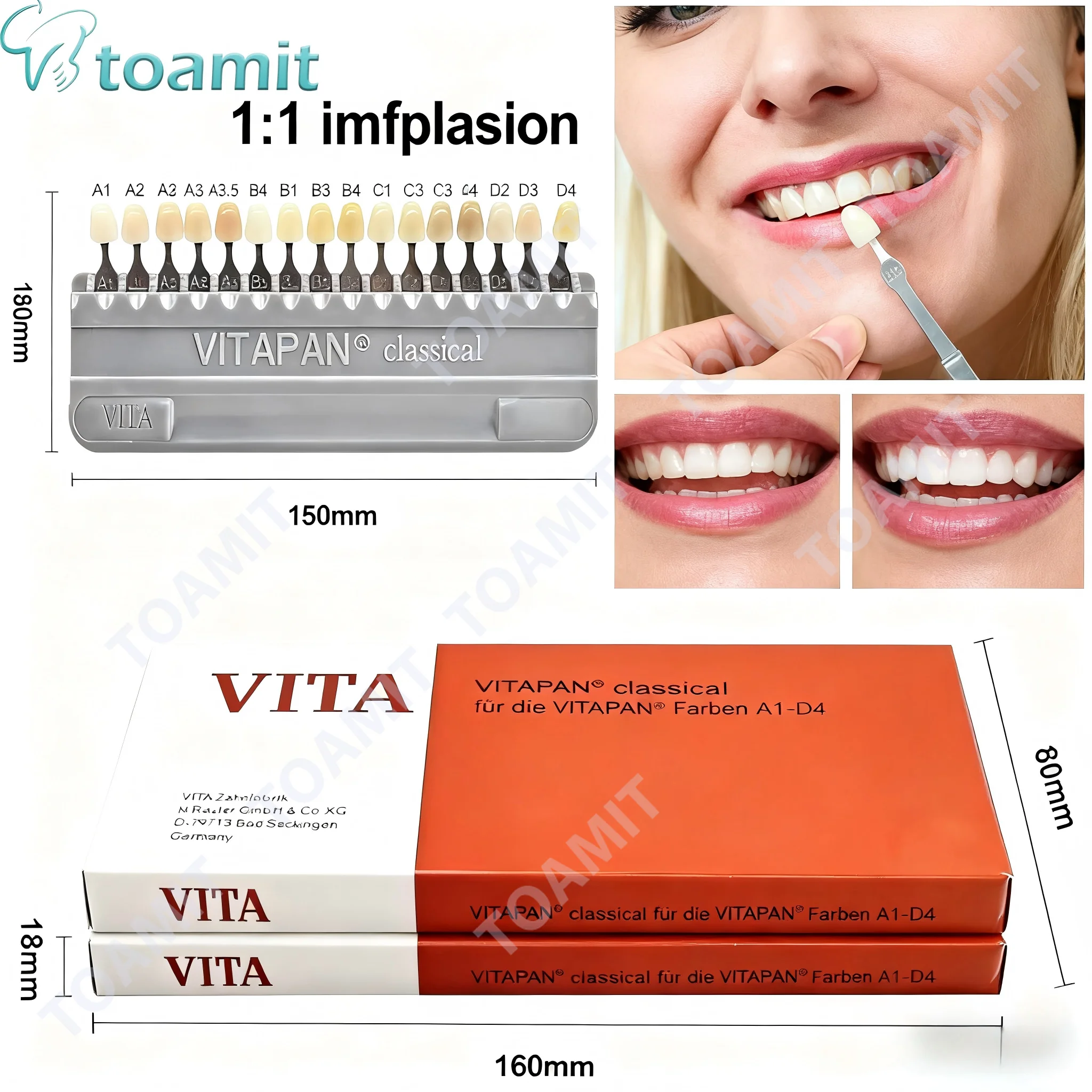 

VITAPAN Classical Extended Shade Guide16 Colors Dental Teeth Whitening Porcelain Colorimetric Plate Dentistry Matching Equipment