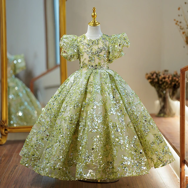 Little Girls Pageant Maxi Dresses Elegant Luxury Ball Gowns for Weddings and Party Formal Kids Matcha Green Evening Long Dress AliExpress 1501