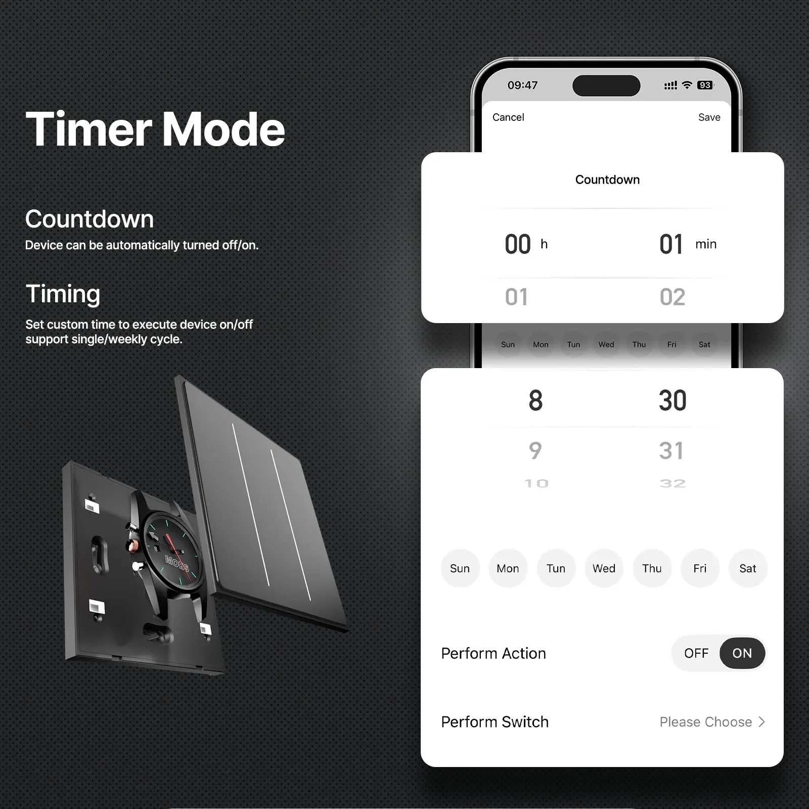 MOES Tuya WiFi Smart Star Feather Switch EU Air Touch With Neutral Light Scene 2in1 APP Remote Control Support Alexa Google Home