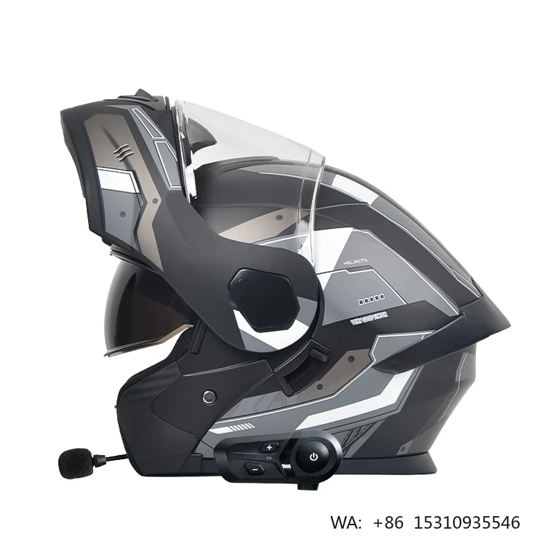 

New High Quality DOT Certified Open Face Motorcycle Helmet With Blue Tooth Dual Visor ABS Motocross Riding Helmets Factory