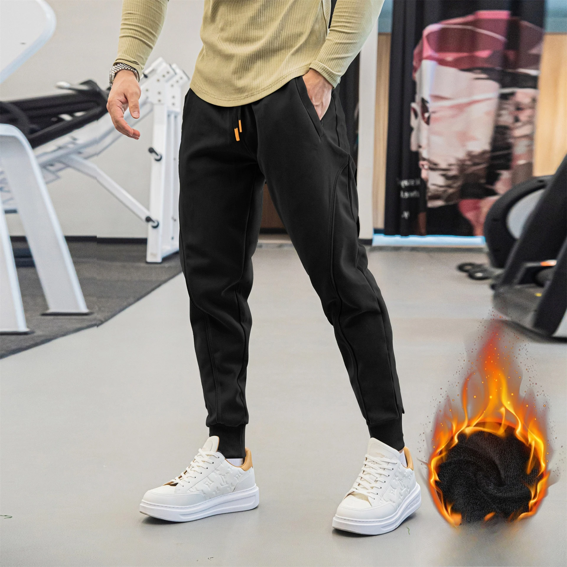 

Autumn and Winter Velvet Thickened Sweatpants Men's Running Fitness Daily Casual Pants Training Trousers Thermal Sweatpants