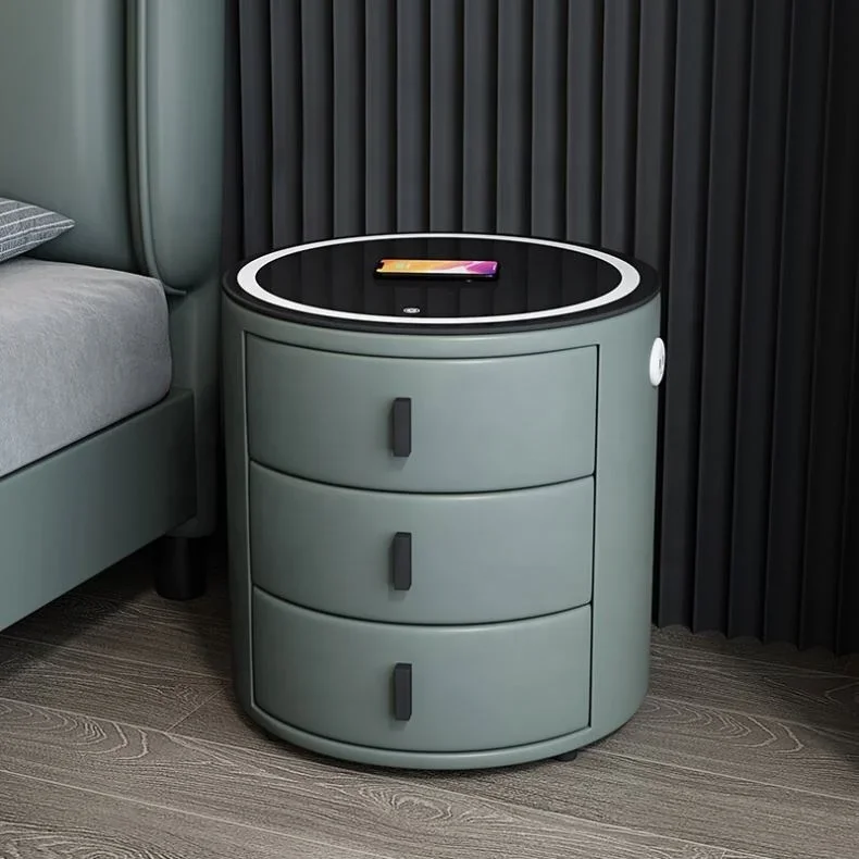 #*-New Nordic Bedroom Smart Bedside Table High Quality All Inclusive Tech Belt Speaker And LED Light Design Nightstand