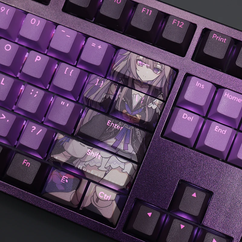 Imagem -04 - Anime Gaming Keycaps Grupo 108 Chaves Definir Honkai Star Rail Herói Pbt Dye Subbed Keycaps Retroiluminados Ansi 61 87 104 108 Layout