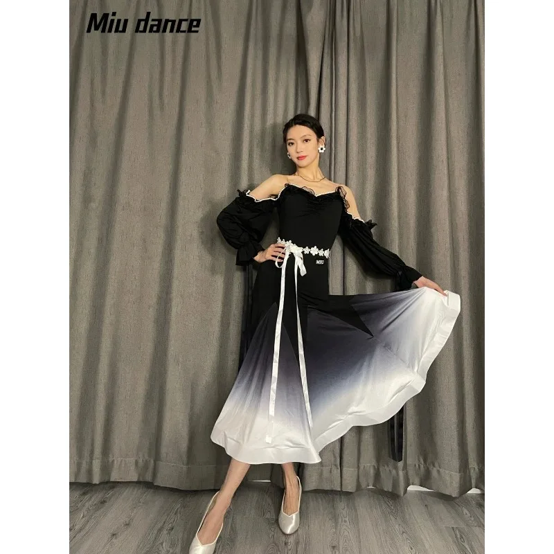 Customized M090 Gradient Modern Dance Dress Social Competition Art Exam Practice Standard Ballroom Dresses for Women