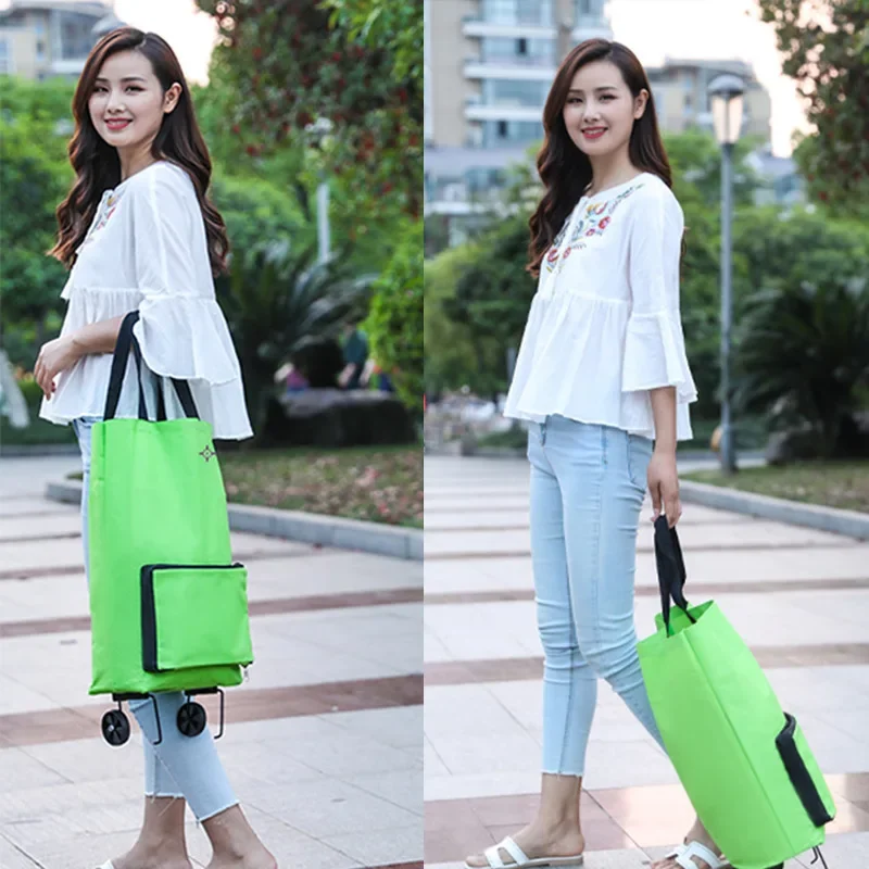 حقيبة عربة التسوق القابلة للطي، عربة صغيرة محمولة، شراء الخضروات، حقيبة يد منزلية مريحة #3