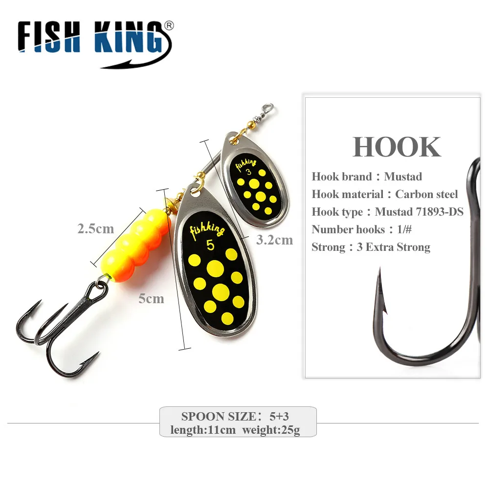 FISH KING Metal Fishing Hook Topwater Long Casting Hard Spoon hook Buzz Bass Pike Fishing Hook Jigging Spinner Bait