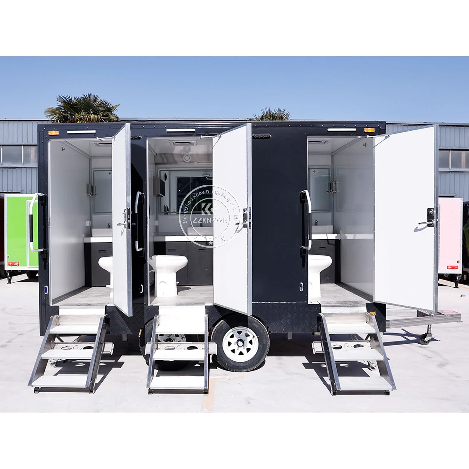 High Capacity Mobile Restroom Film Production Portable Bathroom Cabin Modern Toilet Trailer with Shower and Sink
