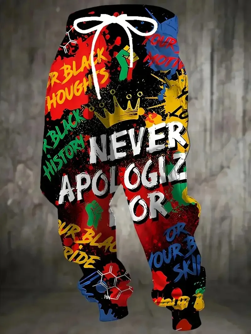 The new men's trousers for the autumn of 2025 feature street casual fashionable and sporty 3D crown letter prints for comfort