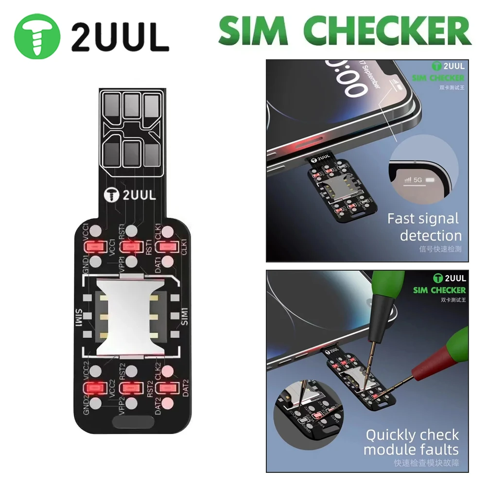 2UUL SIM Checker Quickly Check Module Faults Fast Signal Detection for Mobile Phones Android IPhone Reapir Tools SIM Checker kit