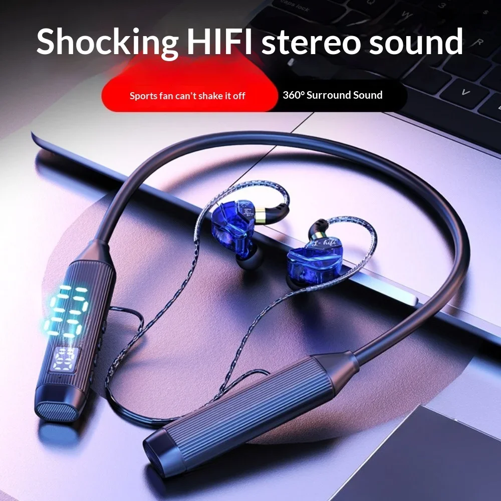 Fashionable Neck-hung Wireless Bluetooth Headphones Non-In-Ear Comfortable Wearing Ultra-Long Battery Life Noise Cancellation Mu