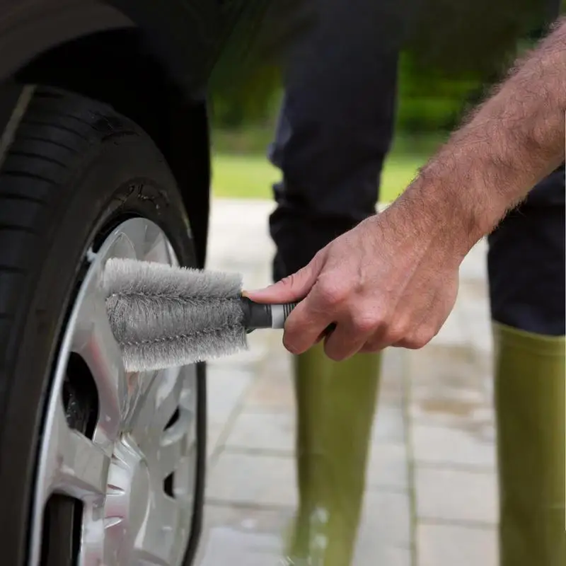 Auto Wheel Cleaning Brush Car Detailing Cleaning Scrubbers With Ergonomic Handles Car Wheel Wash Tool Cleaning Rim Brushes For