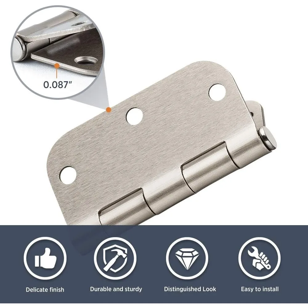 مفصلات أبواب داخلية 3.5 من النيكل الساتان مع 5/8 زوايا نصف قطر - 30 عبوة لتحسين المنزل #3