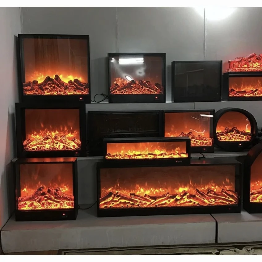 Modern Electric Insert Fireplace LED Flame Adjustable Thermostat Remote Control Energy-Efficient Class Metal Construction