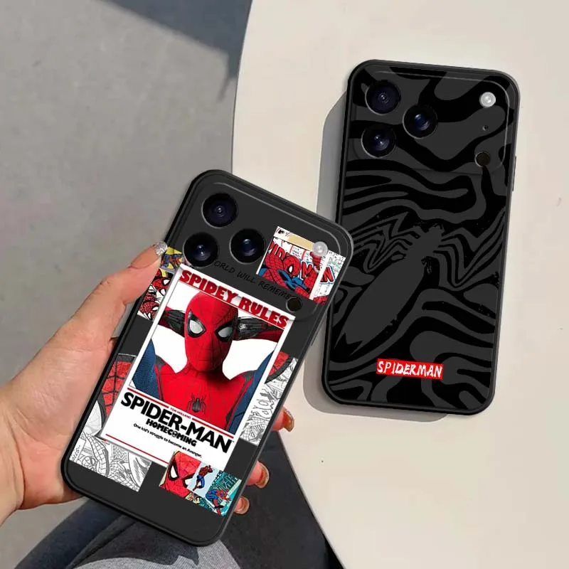 

Marvel Spider Man Iron Man For Apple iPhone 17 Air 16 16E 15 14 13 12 11 Pro Max Plus Black Soft TPU Cover Phone Case