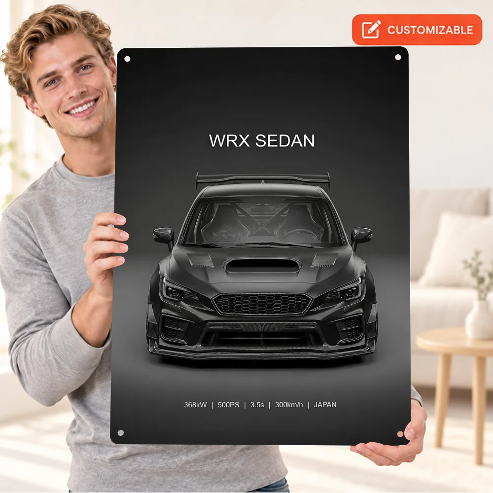 Japanese Black WRX Sedan 2018 Car Aluminum Poster Personalized Metal Sign Minimalist Design Wall Art For Garage Collector Gift
