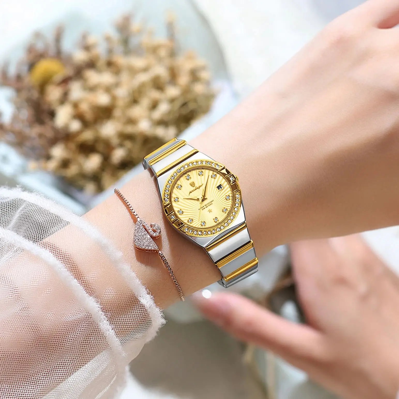 Jam Tangan Wanita Mewah Original POEDAGAR, Bercahaya, Tahan Air, Stainless Steel, Tanggal, Jam Tangan Wanita Fashion Quartz, Reloj