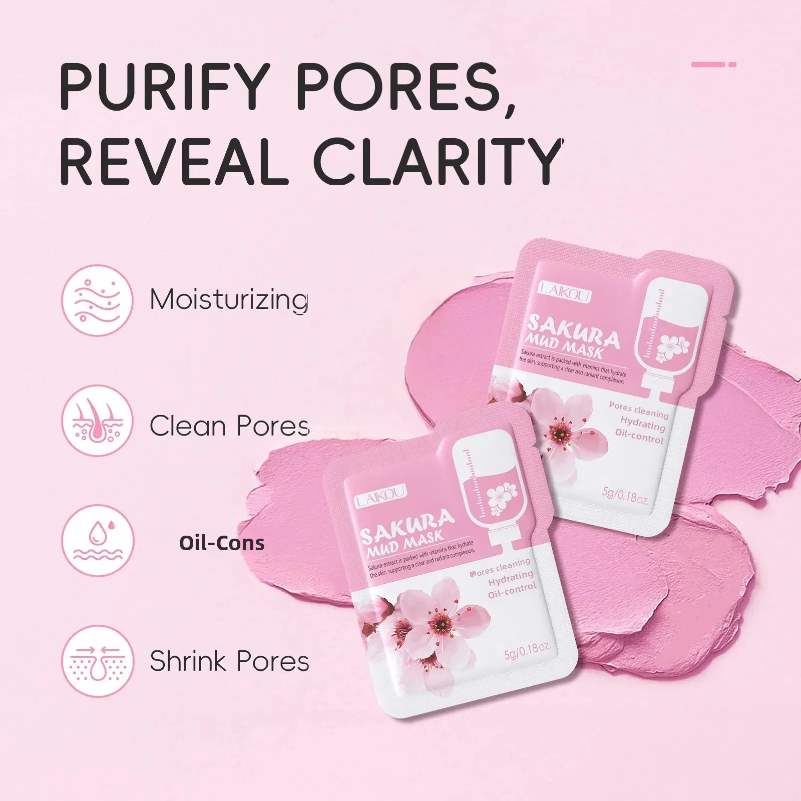 Oil Control Mud Mask 10pcs Sakura Eggplant Extract Pore Minimizer Deep Cleaner Moisturizing Cleansing Face