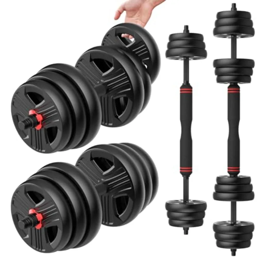 Verstellbares Hantelset 20lb (10lb pro Paar) Freihantelset mit Verbindungsstück 3-in-1-Design für Hantel, Langhantel und Gewichtsscheiben