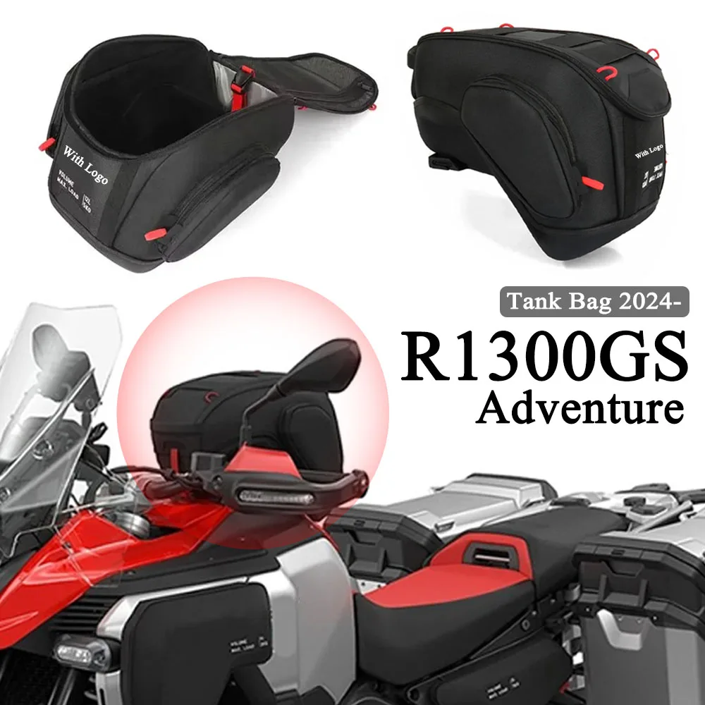 

For BMW R1300GS Adventure R 1300 GS ADV 2024 2025 Motorcycle 12L Tank Bag Luggage Waterproof Backpack Quick Lock Kit Black