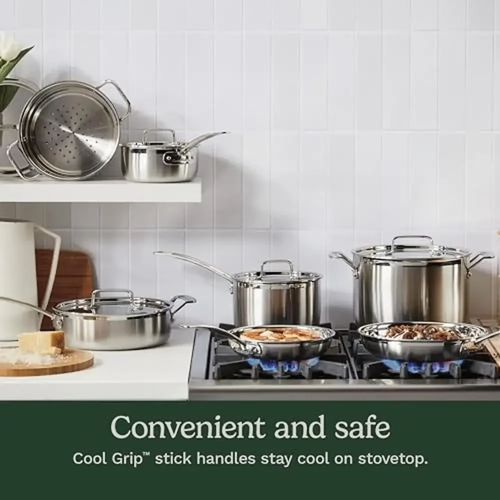 طقم أواني طهي أنيقة ثلاثية الطبقات من الفولاذ المقاوم للصدأ مكونة من 12 قطعة MCP-12N #3