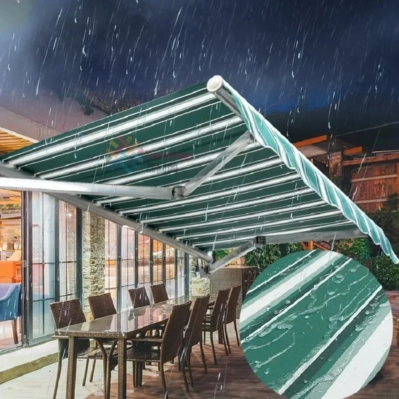 BBQ Retractable Balcony Awnings Thicken Oxford Rainproof Sunshade Shelter Window House Pond Antracite Canopy Cloth