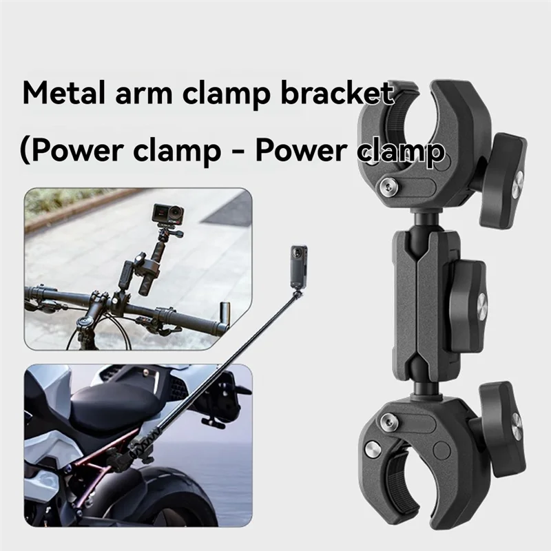 【البيع الساخن】حامل مشبك مرساة أسود من الألومنيوم المعدني لكاميرات الحركة Insta360 X5 Ace Pro 2 Gopro 13 ملحقات الدراجات النارية