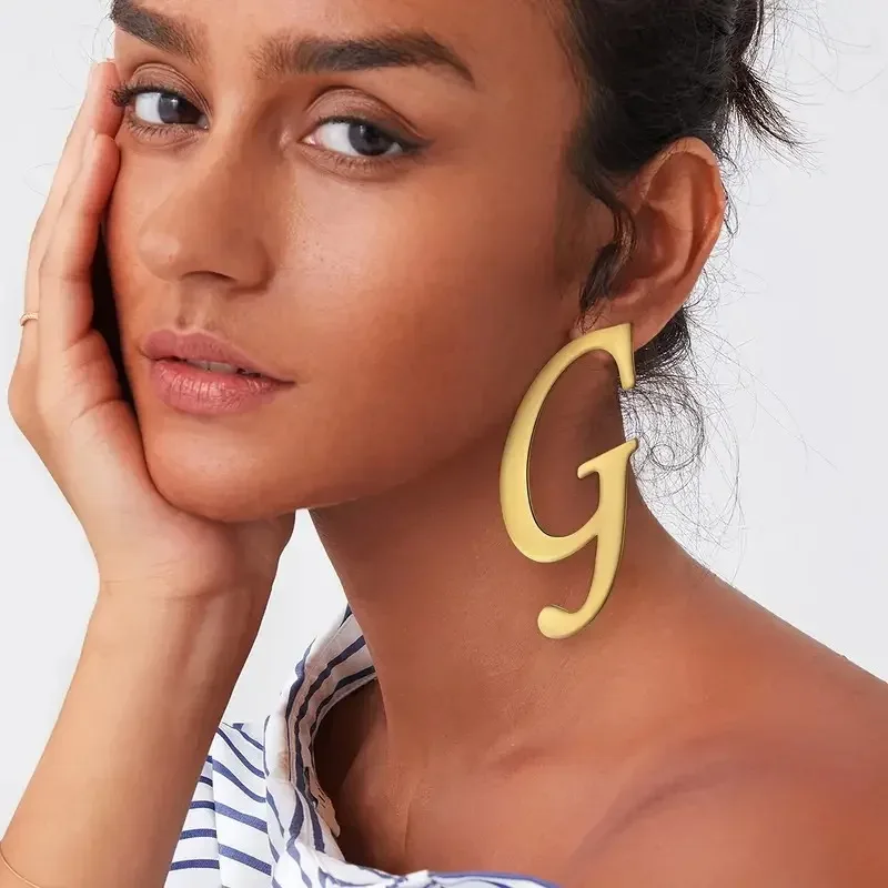 Custom Large Initial Earrings, Stainless Steel Personalized Letter Studs, Ideal Jewelry Gift for Women Punk Girl Gift