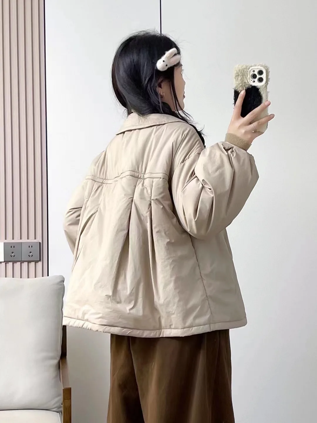 Novo casaco acolchoado de algodão de inverno 2025, feminino peter pan colarinho sólido, mori menina redução de idade chique quente solto outerwear c5d924cc