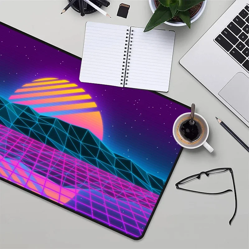 Cute Large Xxl Mouse Pad Gaming Accessories Vaporwave Sun Mousepad Anime Pc Cabinet Games Computer Desks Gamer Keyboard Desk Mat