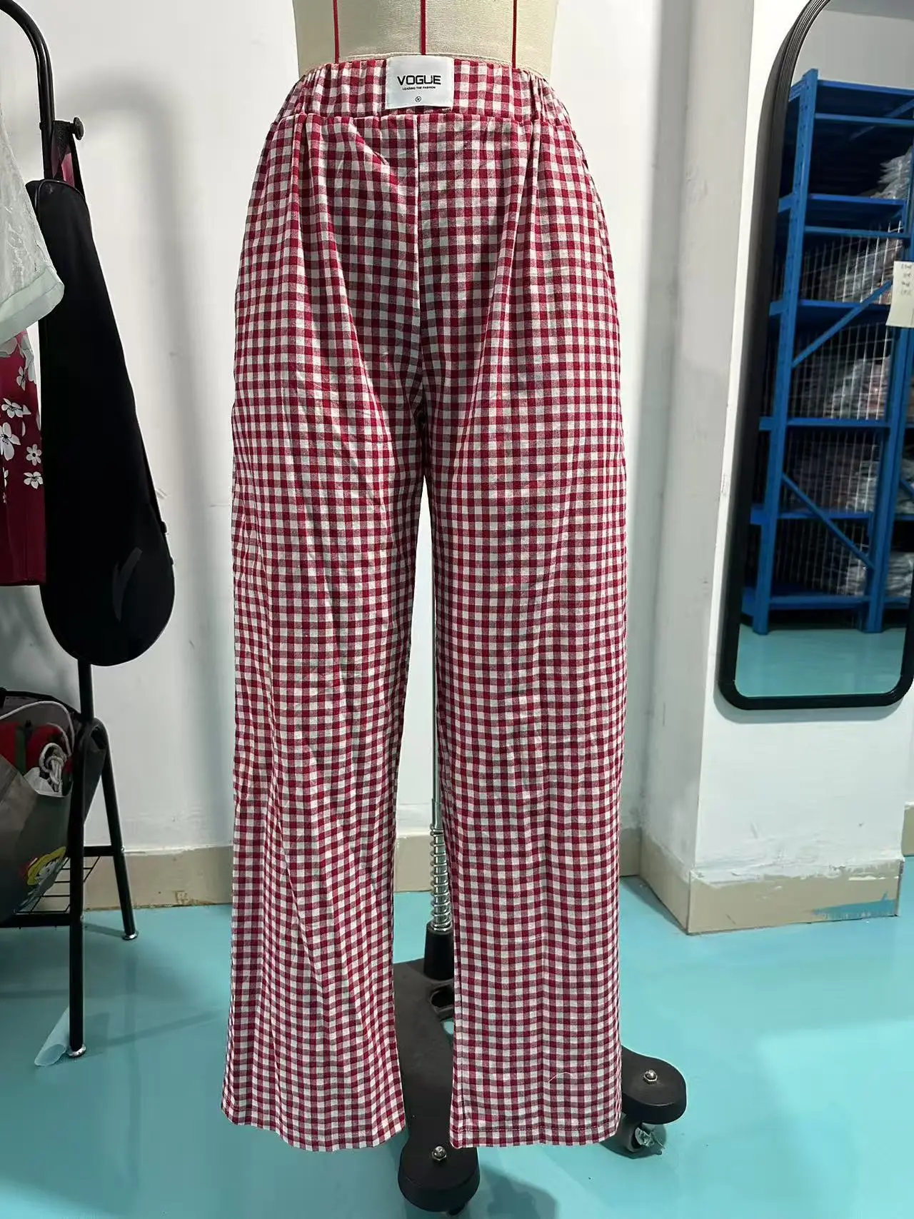 2025年新作 ピュアコットン チェック柄 カジュアル ボクサーパンツ ルーズ ポケット付き レディース