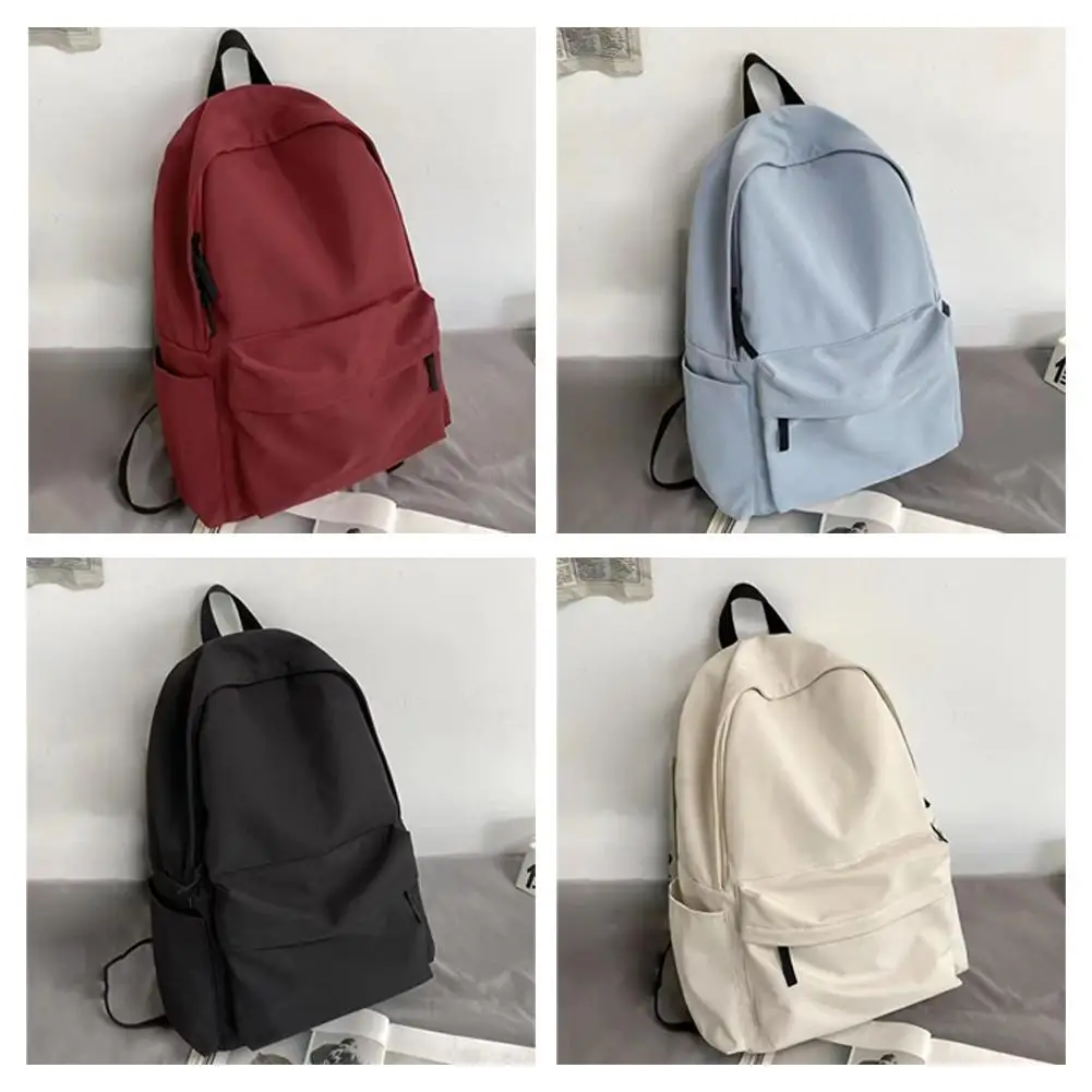 Backpack Female Students With Solid Color Backpack Large Capacity Backpack Primary School Junior High School Senior High School