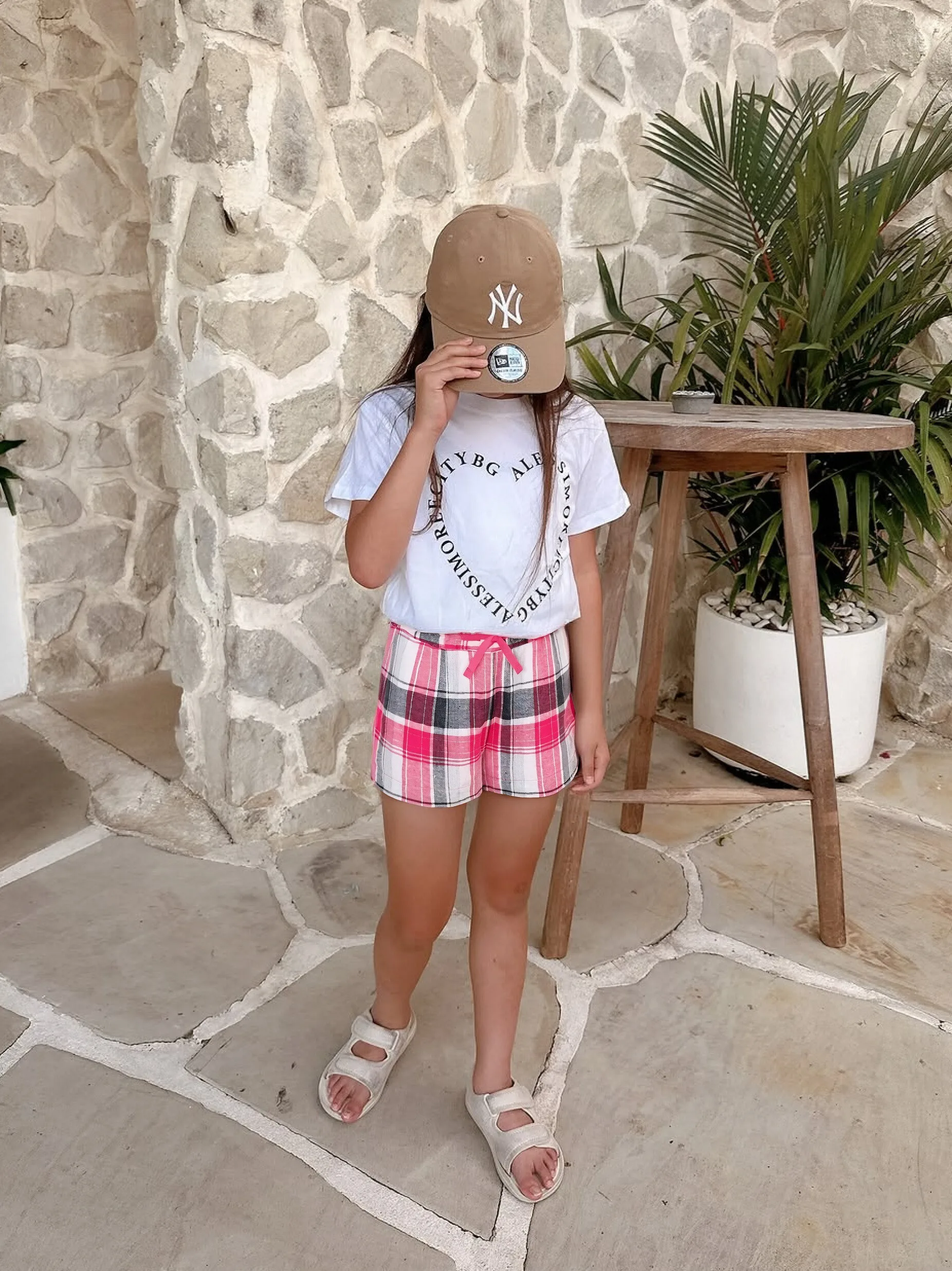 Big sale 7-13Y Good Quality Gingham Plaid Shorts for Girl cheap