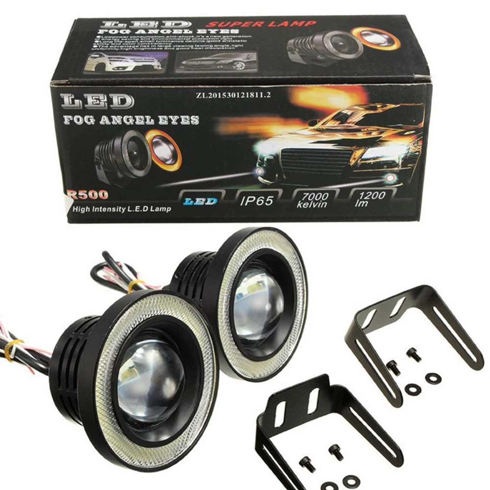 Angel Eyes LED Fog Light Car For SUV Lada Off Road Universal White Driving Head Lamp 12V  2.5\