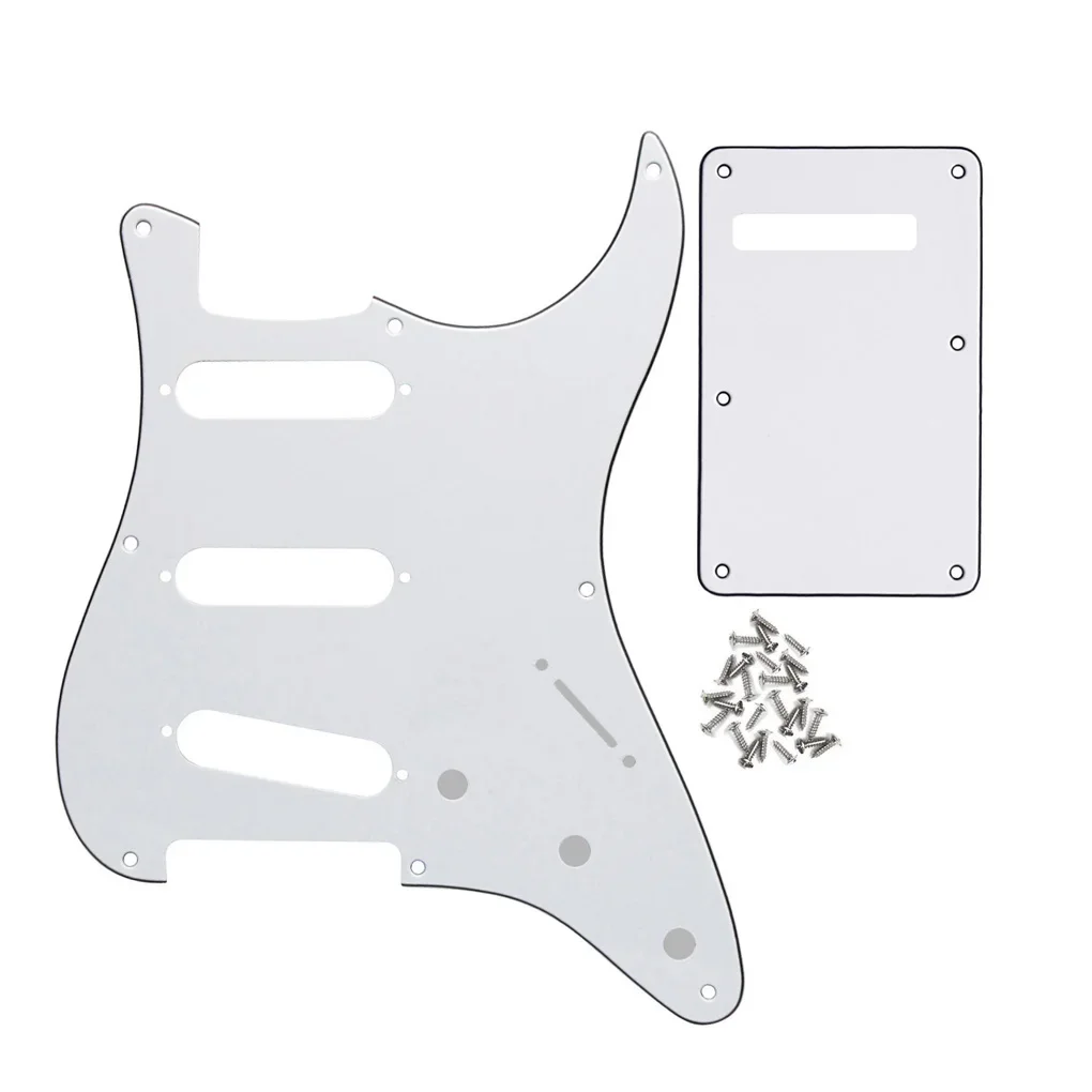 

Set of White 3ply Vintage 8 Hole Electric Guitar Pickguard SSS Pick Guard +Back Plate + Screws for Guitar Parts