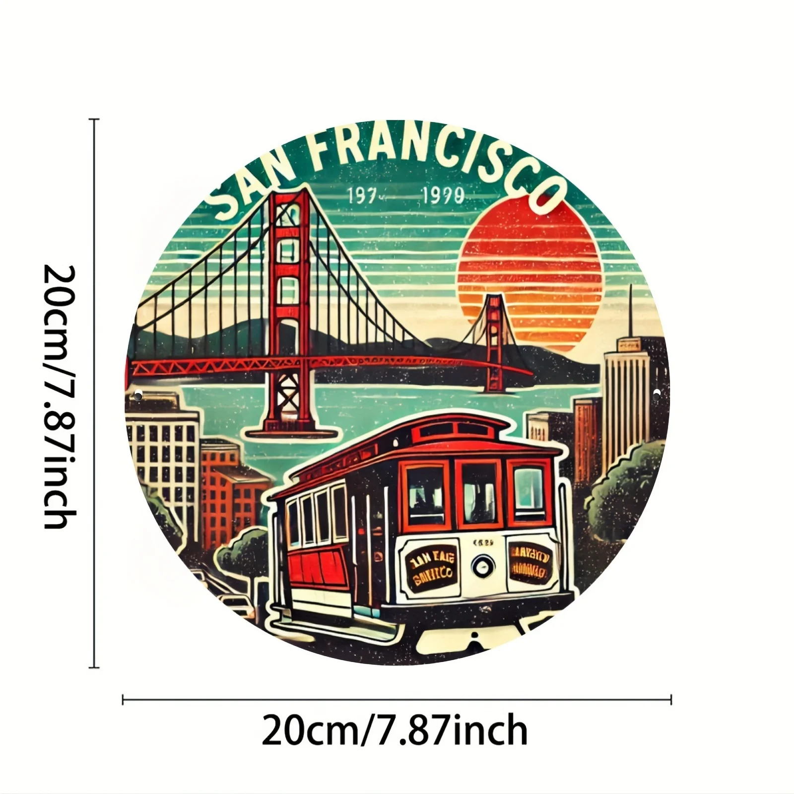 San Francisco Vintage Metal Tin Sign, 1pc High-Definition Aluminum Wall Art, Retro Cityscape Design with Golden Gate Bridge and