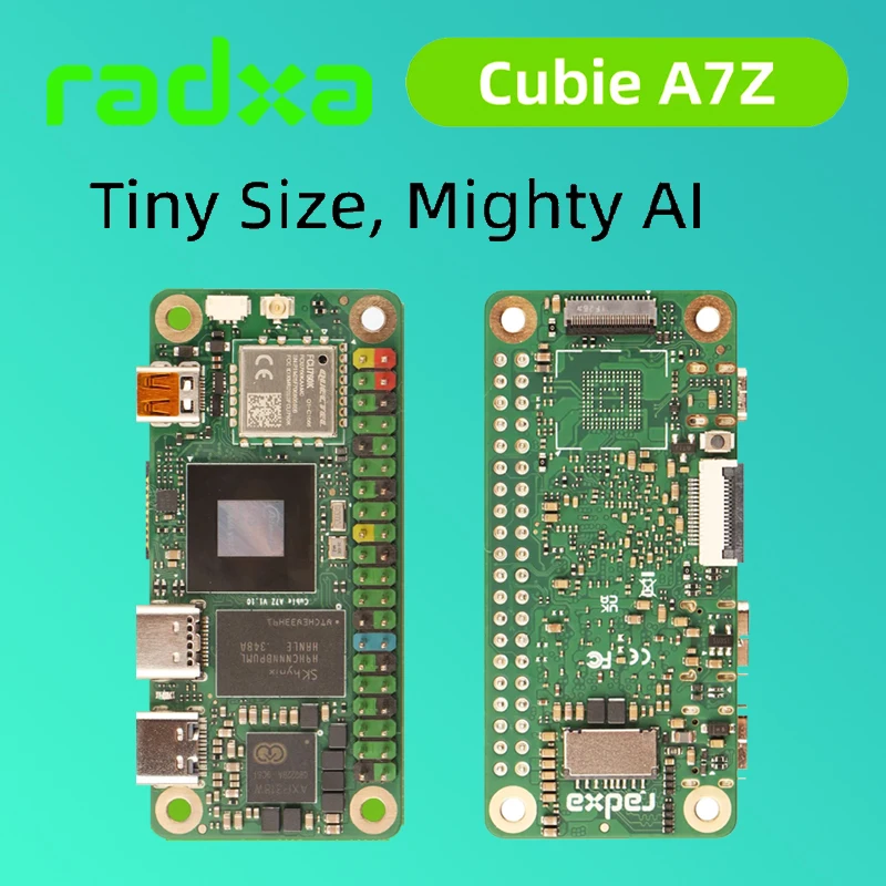 Radxa Cubie A7Z,Allwinner SoC with octa-core CPU, WiFi6 /BT 5.4 dual-screen display, and RISC-V Coprocessor,Single BoardComputer