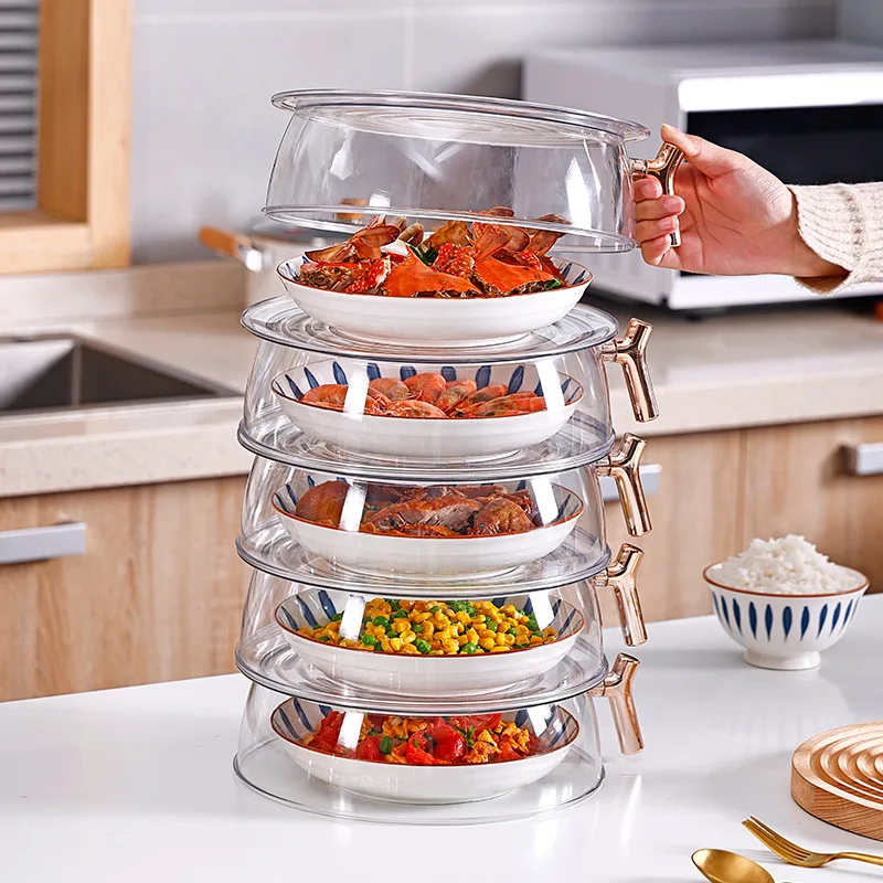 PET Dish Cover Multi-layer Storage Rack Household Leftovers Kitchen Dustproof Thermal Insulation Multi-function Cover Fruit Dish