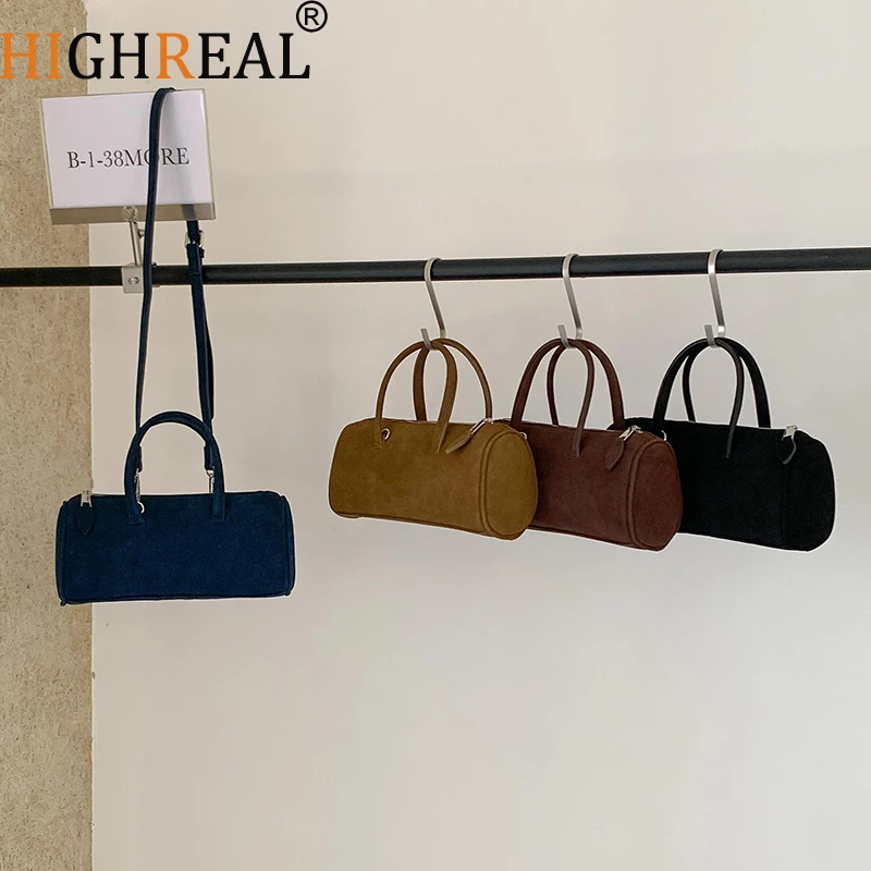 

Повседневные женские сумки из искусственной замши, сумка через плечо в форме бочонка, новые осенние и зимние сумки через плечо для женщин, маленькие кошельки-клатчи