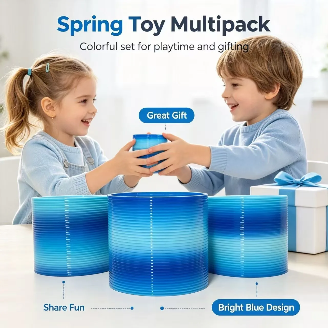 1/3/6 pièces Anneau élastique magique dégradé bleu ciel, jouet éducatif classique pour enfants, anti-stress cool