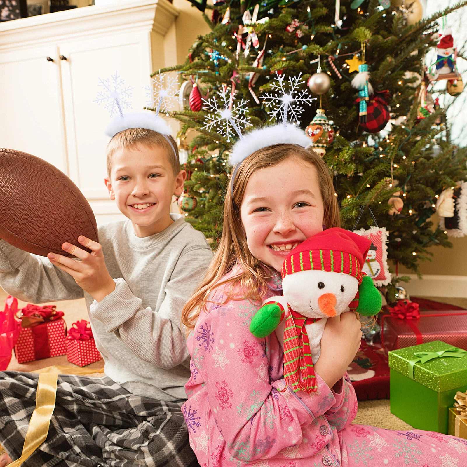 

6 шт. снежинки Рождественская повязка на голову повязка для волос праздничное украшение Рождественский обруч для волос вечерние реквизит для фотосессии Рождественский головной убор