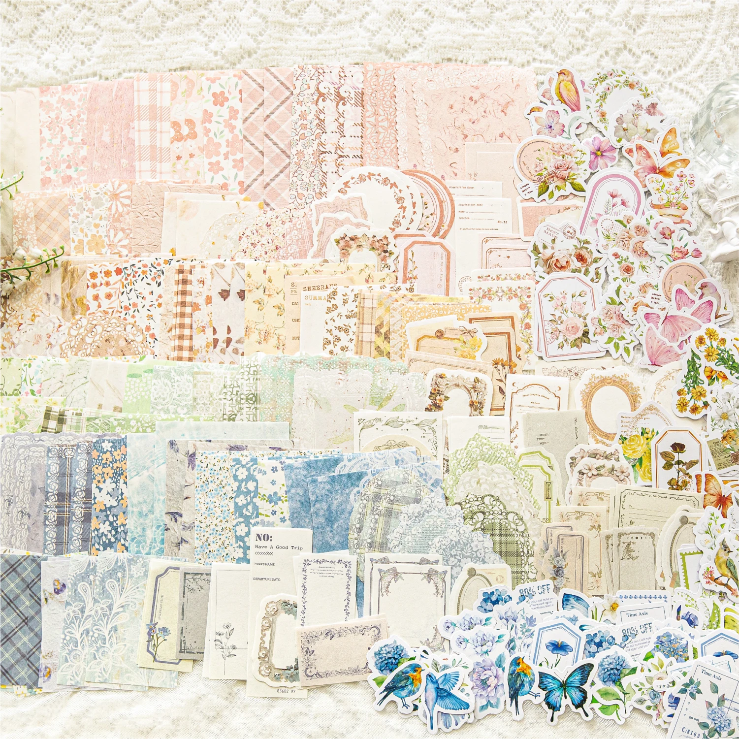 Kit de Papel Floral Artístico Vintage con Diseño de Acuarela, Papel Decorativo Botánico para Manualidades, Collage y Creación de Fondos