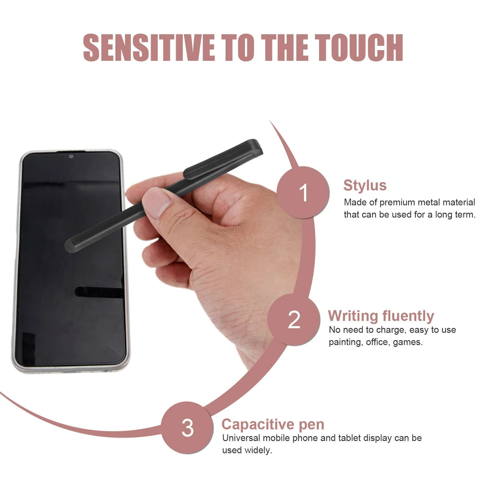 

20Pcs Universal Capacitive Pen High Sensitivity for Most Electronic Screens Lightweight Compact Design Random Color