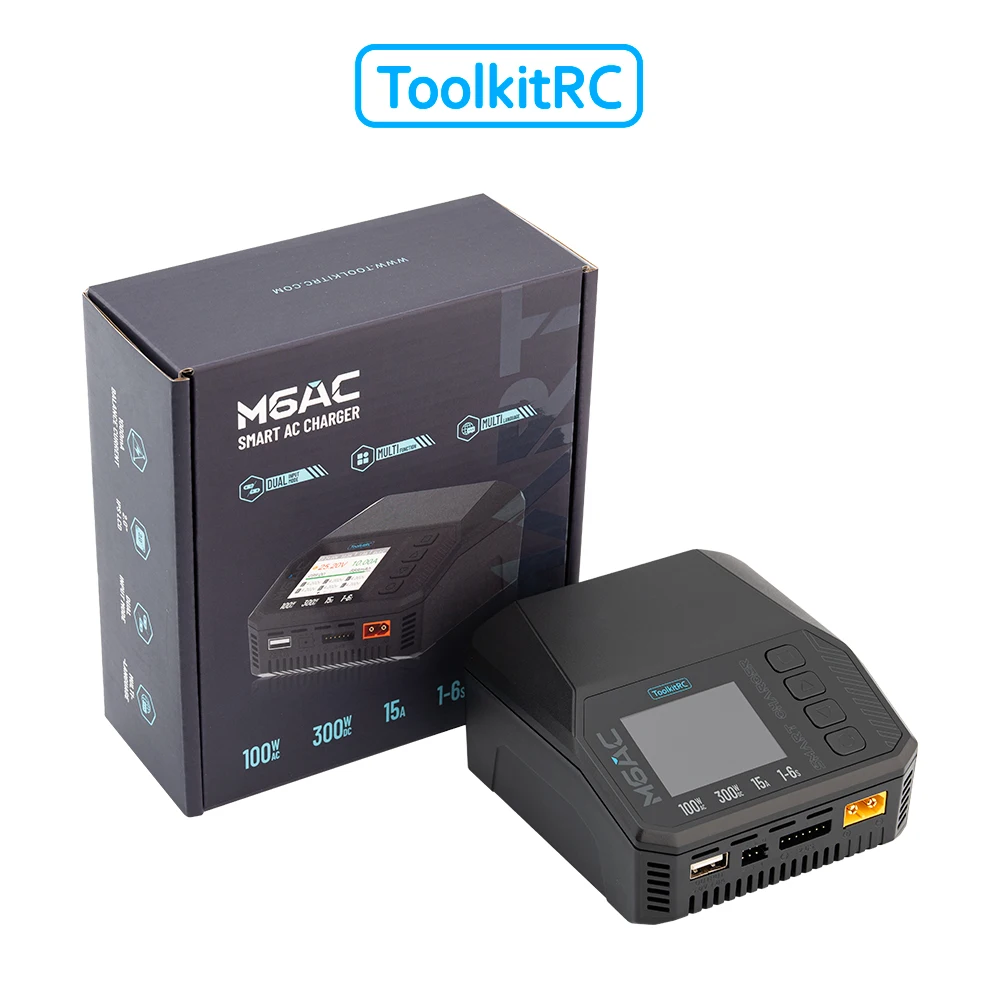

ToolkitRC M6AC Smart Lipo Зарядное устройство Разрядник переменного тока 120 Вт DC300W MAX30A для 1-6S Модель FPV Запасная часть LiHV LIFE LILON