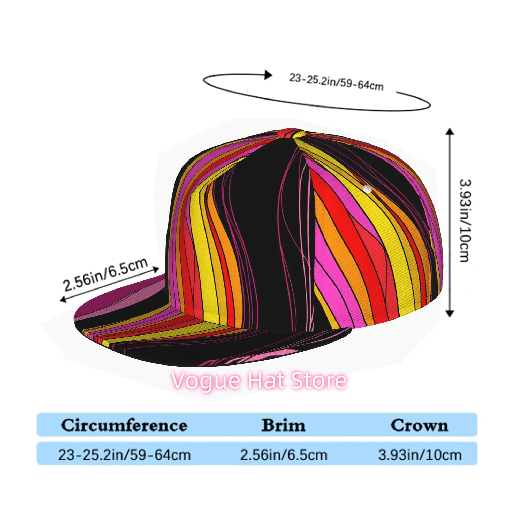 Bold and vivid artistic stripe patterns Baseball Cap, Hip Hop Streetwear Snapback Trucker Hat Suitable for Skateboarding, Dance,