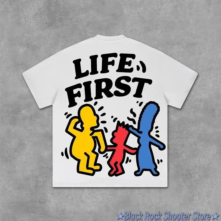 

Life First Graffiti Plane Retro Print Graphic T Shirts Oversized Pro Choice Gothic Y2k Tops Grunge Tracksuit Harajuku Streetwear