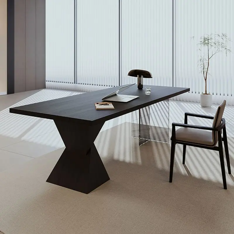 

Italian minimalist long sofa back long table office desk workbench solid wood double computer desk desk