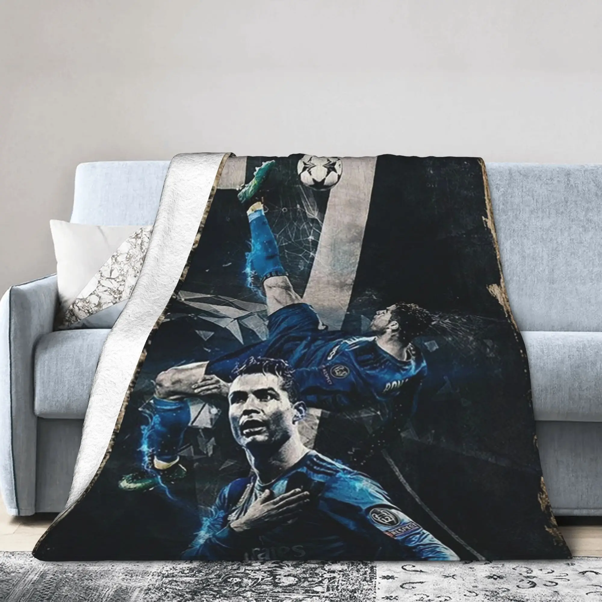 CR7  Football Soccer Blankets Flannel Funny Breathable Throw Blanket for Home Spring/Autumn,